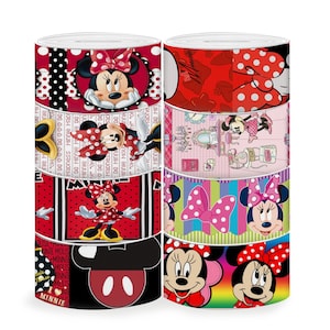 5 Yards Multi Size Princess Mouse Cartoon Character Printed Grosgrain Ribbon For Hairbows DIY Craft Supplies Ribbons 11156