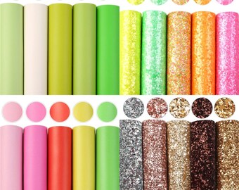 A5 Size 5pcs/set Plain Color Glitter Faux Leather Sheets Bundles,Glitter Canvas Sheet,Craft Lesther,Earring Bows Fabric