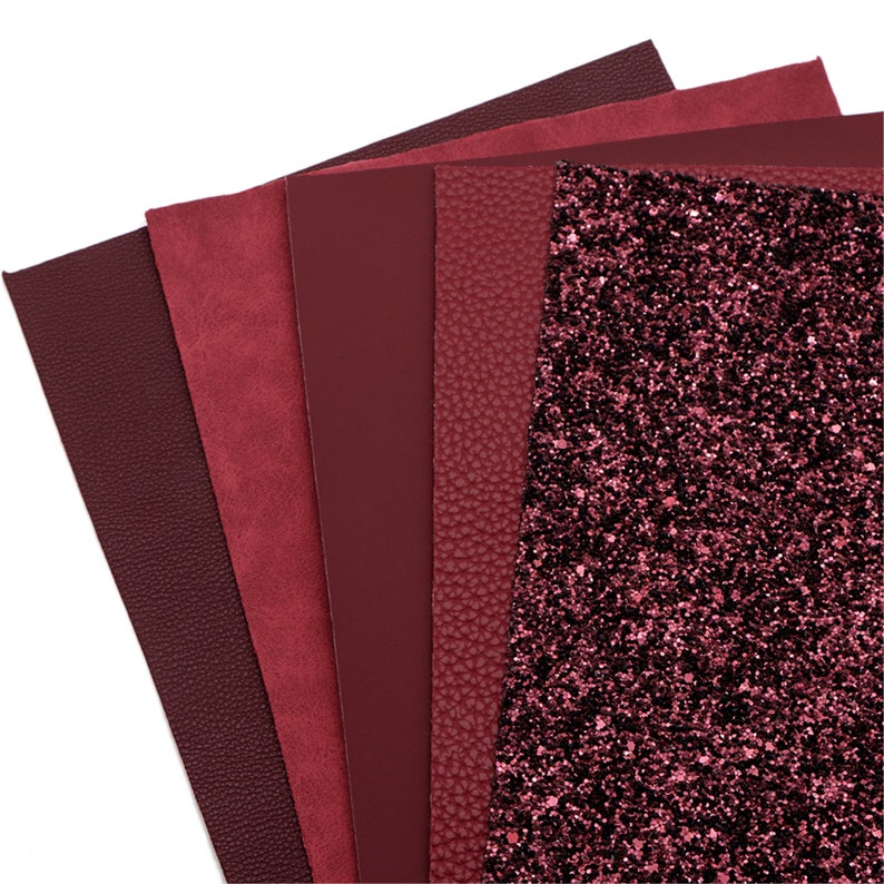 Solid Faux Leather Sheets Bundle 5pcs/set Burgundyglitter Etsy