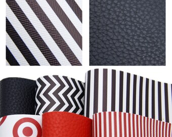 Stripe Leather Sheet Sets 6pcs/set,Printed Faux Leather Fabric,Plain Color Synthetic Leather,Zig Zag Chevron leather