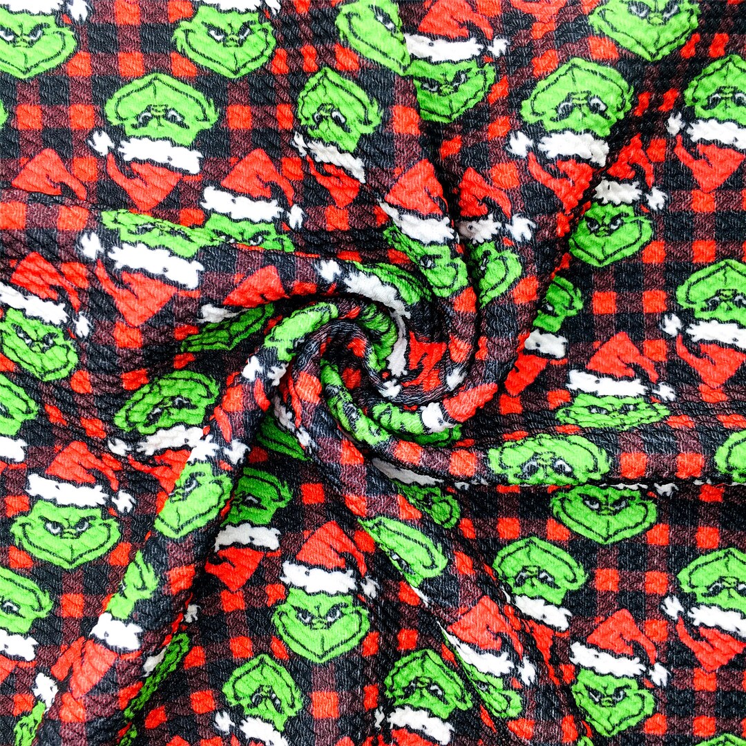 Christmas Series Cartoon Plaid Liverpool Bullet Textured Stretch Knit ...