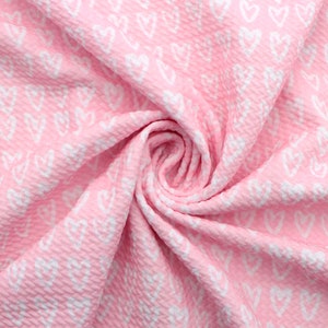 Valentine&#39;s Day Pink Heart Liverpool Bullet Fabric,Textured Printing Baby HeadWrap Headbow Diy Fabric,Knit Fabric By HALF YARD,19x57 inch