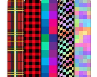 Plaid Print Double Brushed Polyester Fabric By Half Yard,Soft Knit Stretch Fabric,Baby HeadWrap Headbow Diy Fabric,11052