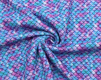 Mermaids Print Liverpool Bullet Textured Printing Fabric,Stretch Knit Fabric By Half Yard,19x57inch