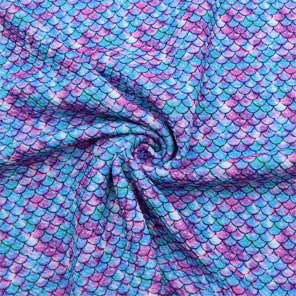 Mermaids Print Liverpool Bullet Textured Printing Fabric,Stretch Knit Fabric By Half Yard,19x57inch