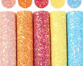 Chunky Glitter Bundles 5pcs/set,Sparkle Faux Leather Sheet,Shimmer Glitter Canvas Sheet,Craft Lesther,Glitter Earring Bows Fabric
