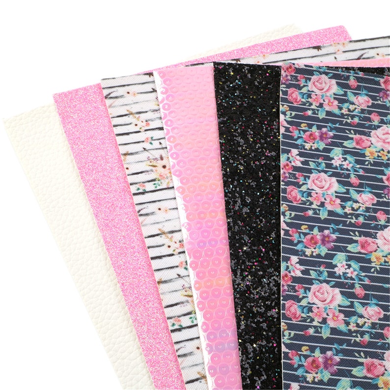 Floral Faux Leather Sheets Bundle 6pcs/setstripe Printed Etsy