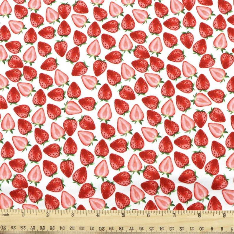 Double Brushed Polyester Fabric Strawberry By Half Yard,Soft Print Knit Stratch Fabric,Baby HeadWrap Headbow Diy Fabric,4 Way Stretch