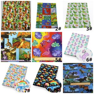 Dinosaurs Print Double Brushed Polyester Fabric By Half Yard,Soft Knit Stretch Fabric,Baby HeadWrap Headbow Diy Fabric image 3