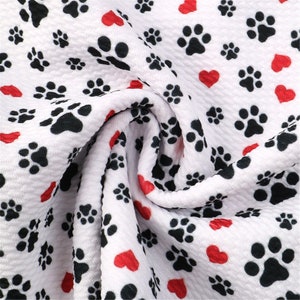 Dog Paw Print Liverpool Bullet Textured Printing Fabric By HALF YARD,DIY Baby Headwrap Fabric,19x57 inch