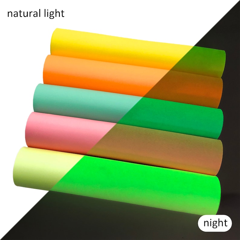 Glow In The Dark Faux Synthetic Leather Sheets,Vegan Leather,A4 Vinyl Fabric Sheet,pu Imitation Leather Color Change image 3