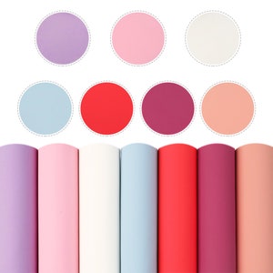 A5 Size 7pcs/set Pastel Faux Leather Sheets Bundle,Matte Leather Fabric,Earring Leatherette Sheets,synthetic leather Fabric A5 Plain matte sliced leather set（7piece/set）