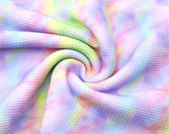 Tie Dye Print Liverpool Bullet Textured Stretch Knit Fabric By The YARD,39x57 inch