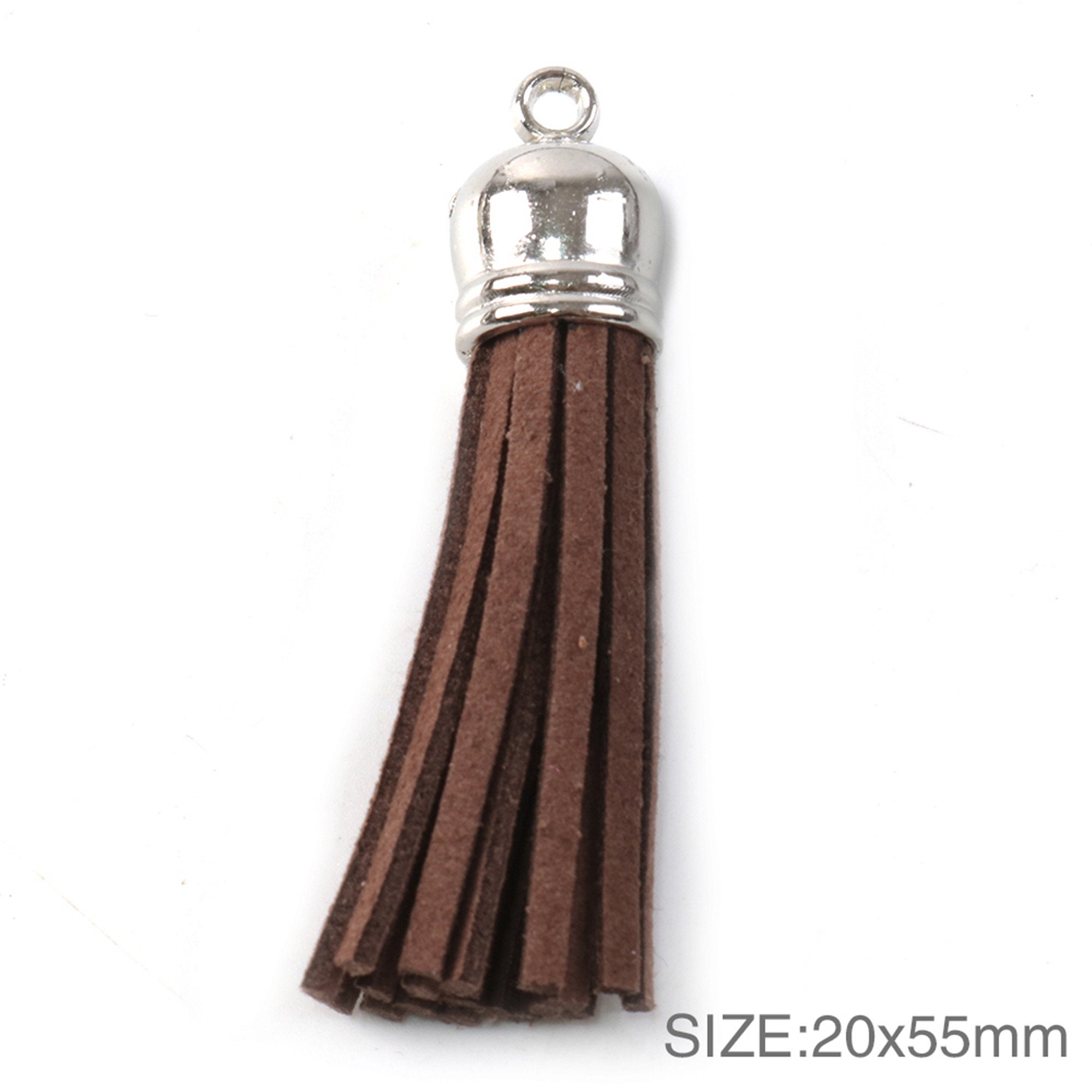 Suede Leather Tassels With Silver Capsbracelet Keychain Bag Etsy