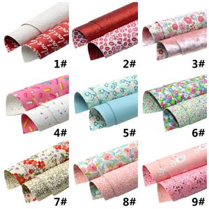 20*33cm Floral Bee Ladybird Printed Double Sided Faux Leather Sheet and Fabric For Earring Bows Making DIY Craft Supplies