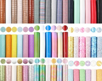A5 Size 6pcs/set Chunky Glitter Leather Sheets,Solid Faux Leather Sheets,Glitter Canvas Sheet For Bows,Craft Lesther