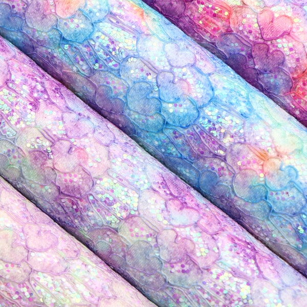 20*33cm Floral Lace Chunky Glitter Fabric Sheets,Tie Dye Glitter Canvas Sheet,Diy Bows Earring Leather Synthetic Leather 35469