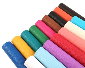 15pcs/set Textured Faux Leather Sheets,Litchi Pattern Leather Fabric Sheet,Thick Leather Hair Bows Earring