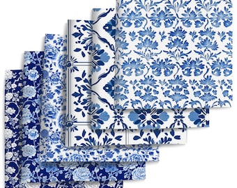 6pcs/set 7.87x7.87inch(20x20cm) flower series Precut Quilting Fabric Fat Quarter Fabric Bundle, Polyester Quilting Squares