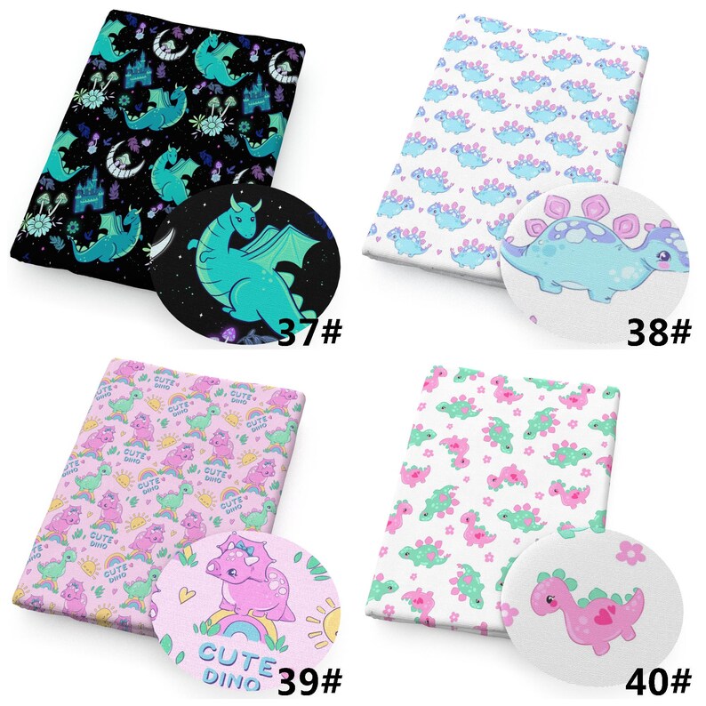 Dinosaurs Print Double Brushed Polyester Fabric By Half Yard,Soft Knit Stretch Fabric,Baby HeadWrap Headbow Diy Fabric image 7