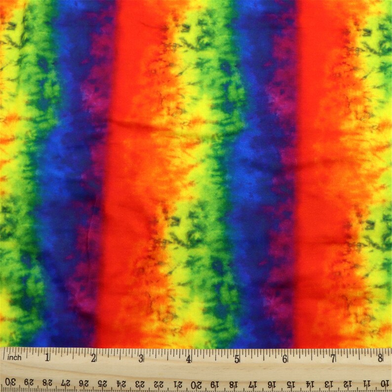 Rainbow Tie Dye Print Double Brushed Polyester Fabric By Half Etsy
