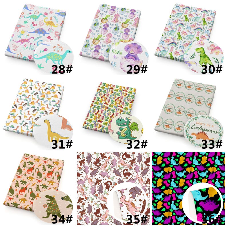 Dinosaurs Print Double Brushed Polyester Fabric By Half Yard,Soft Knit Stretch Fabric,Baby HeadWrap Headbow Diy Fabric image 6
