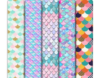 Mermaids Print Double Brushed Polyester Fabric By Half Yard,Soft Print Knit Stratch Fabric,Baby HeadWrap Headbow DIY Fabric