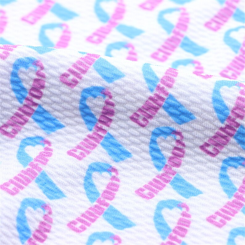 Awareness Ribbon Print Liverpool Bullet Textured Stretch Knit Fabric ...