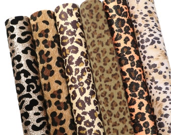 6pcs/set Leopard Print Leather Sheets,Glitter Cheetah Print Leather Fabric,leopard velvet fabric
