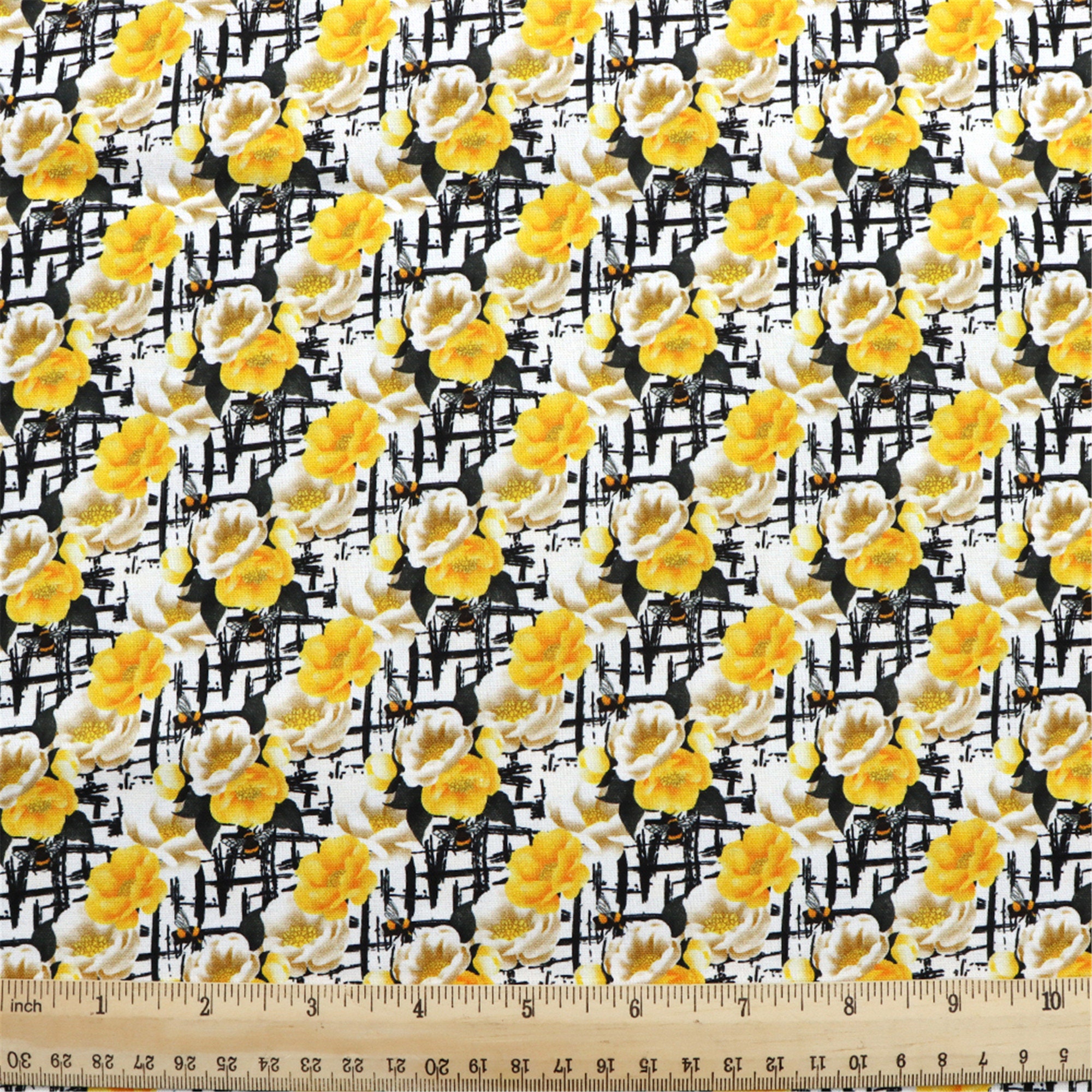 Yellow Floral Fabric100 Cotton DIY Crafts Quilting Fabric By Etsy