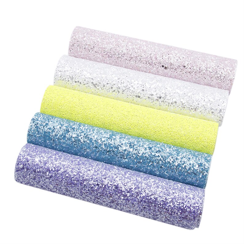 5 pcsset Faux Leather Fabric,Chunky Glitter Canvas Sheet,Glitter Sheet,Leather For Earring,Craft Supplies