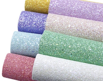 8PCS/SET Glitter Leather Sheets,Pastel Chunky Glitter Canvas Sheets,A4 Size Glitter Leather Sheets,Bows Supplies,Leather Earring