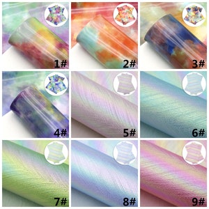 Cloudy Tie Dye Faux Leather Sheets,Synthetic Vinyl Sheets,DIY Bows Craft,Litchi Grain Pearl Vegan Leather Fabric image 2