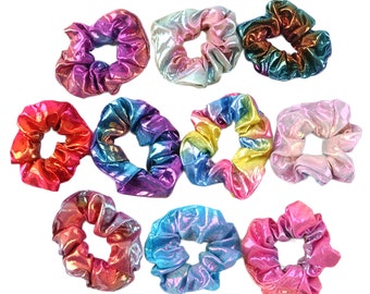 Metallic Gradient Color Hair Scrunchie 1pc,Hair Accessory, Ponytail Hair Tie,Scrunchy