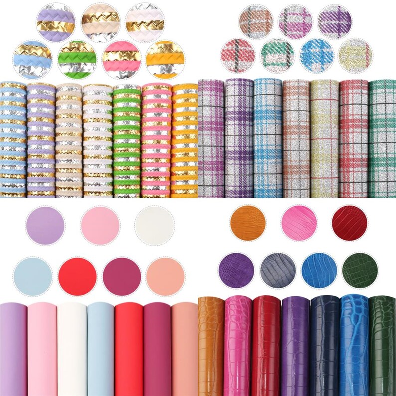 A5 Size 7pcs/set Pastel Faux Leather Sheets Bundle,Matte Leather Fabric,Earring Leatherette Sheets,synthetic leather Fabric image 1