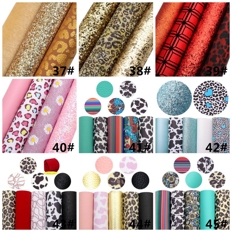 Animal Zebra Leopard Faux Leather Sheets Bundle Glitter Synthetic ...