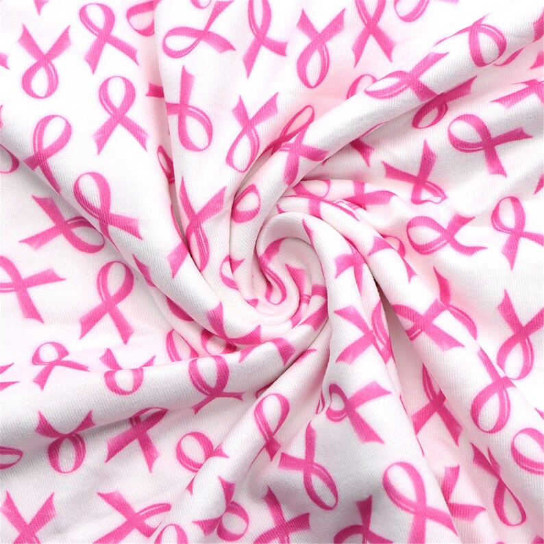 Breast Cancer Ribbon Print Double Brushed Polyester Fabric By Etsy