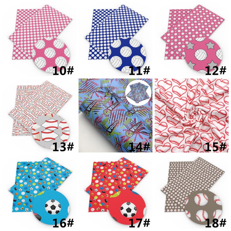 Tela de poliéster de doble cepillado con estampado de fútbol y béisbol por media yarda, tejido elástico de punto suave, diadema para bebé, tela DIY imagen 3