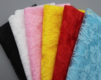 1Pc Solid Rose Printed Premium Lace Fabric - 59x19.68inch(150x50cm) Pre-cut Fabric,Perfect for DIY Sewing,Bags,Party Decor