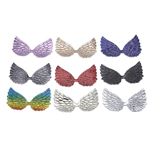 5 pcs Angel Wings Applique,Embossed Wings,Hair Bows, Party DIY Craft Supply,Lychee Leather Fabric Wing,Felt Applique