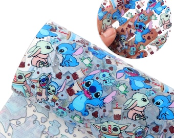 19.6*47inch (50*120cm) Puppy Transparent UV Printing Faux Synthetic Leather Fabric Sheets Earring Bags Bow Earing DIY Craft Vinyl 31864