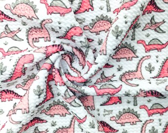 Pink Dinosaurs Unicorn Puppy Tiger Dolphin Print Liverpool Bullet Fabric,Textured Baby HeadWrap Headbow Diy Stretch Fabric  By 1/2 Yard