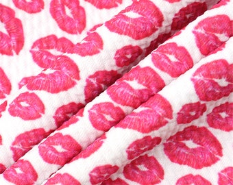 Valentine&#39;s Day Liverpool Bullet Fabric,Textured Printing Baby HeadWrap Headbow Diy Fabric,Knit Fabric,Lips Print,CHOOSE SIZE