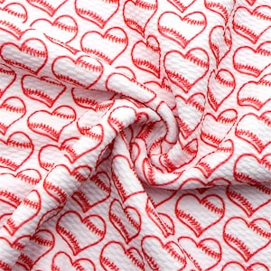 Heart Baseball Printed Liverpool Bullet Textured Printing Fabric,Stretch Knit Fabric By Half Yard