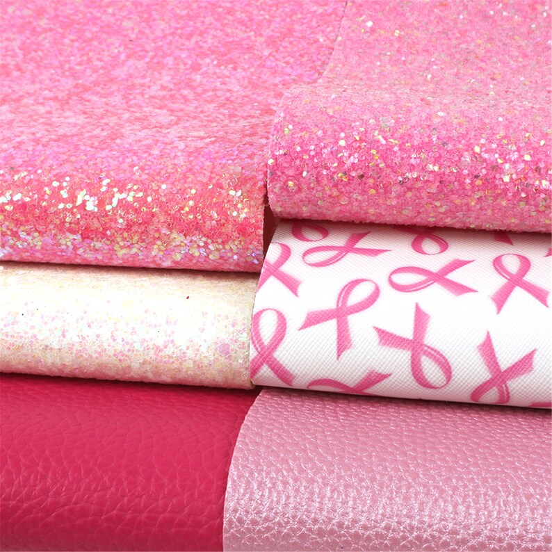 Breast Cancer Ribbon Faux Leather Sets 6pcs/setPrinted Etsy