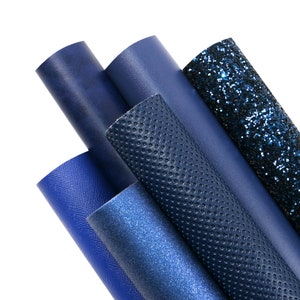 20*33cm/pcs Solid Dark Blue Series Faux Leather Sheets Earring Hair Bows Making Material DIY Home DecorationCraft Vinyl Accessories