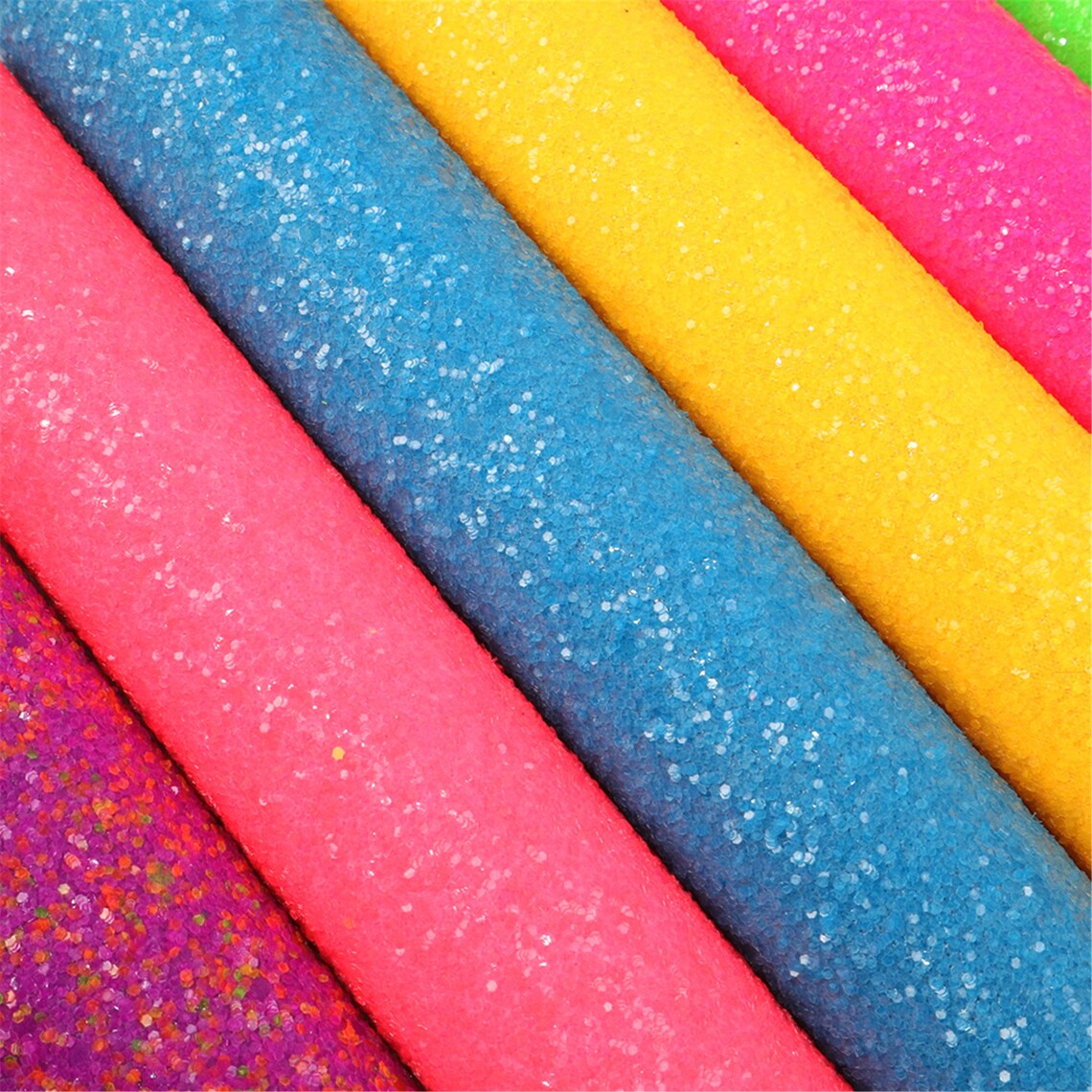 8pcs/set Neon Chunky Glitter Fabric Canvas SheetsSolid Color Etsy