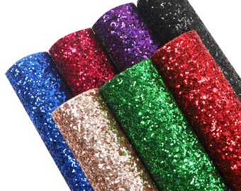 Glitter Faux Leather Fabric Sheets 7pcs/set,Chunky Glitter Sheets Bundle,Leatherette sheets,Thick Glitter Earring