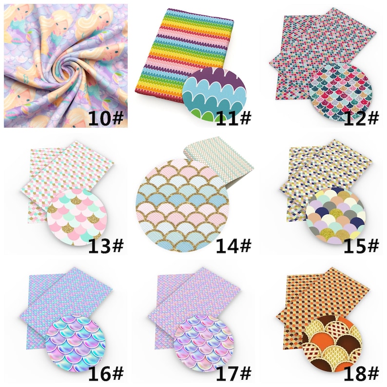 Mermaids Print Double Brushed Polyester Fabric By Half Yard,Soft Print Knit Stratch Fabric,Baby HeadWrap Headbow DIY Fabric image 4
