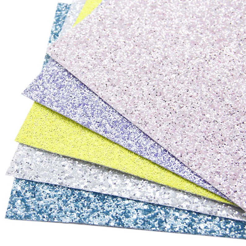 5 pcsset Faux Leather Fabric,Chunky Glitter Canvas Sheet,Glitter Sheet,Leather For Earring,Craft Supplies